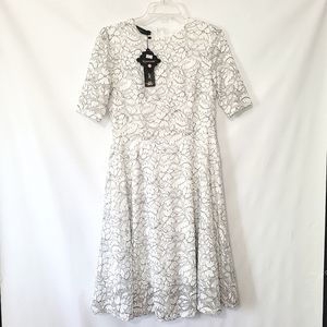 Kooosin Stretch Lace Fit & Flare Midi A-Line Dress Size L Large